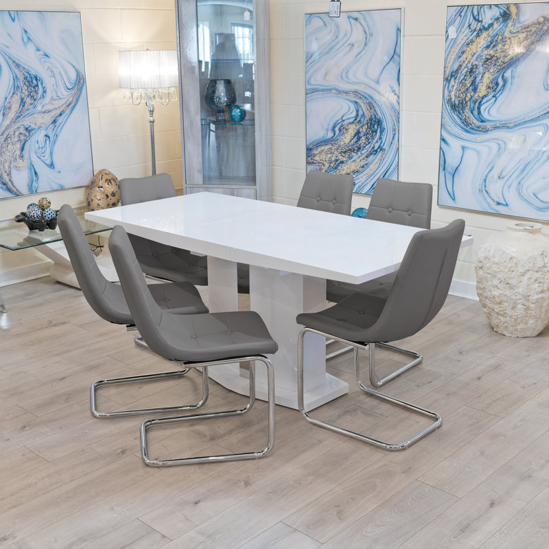 Fermin 6 - Person Butterfly Leaf Dining Set, Grey