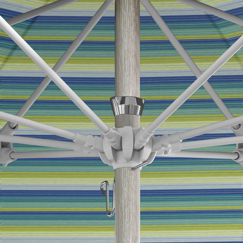 Parasol en fibre de verre en aluminium 9 pi, Bleu / rayures vertes