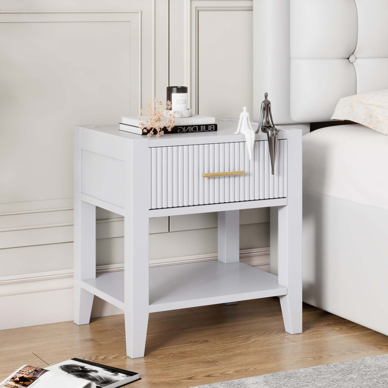 Burtha 1 -Drawer Accent Cabinet, White