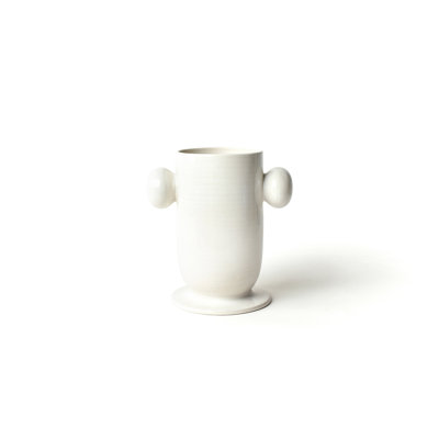 Signature White Large Cylinder Vase With Knob Handles