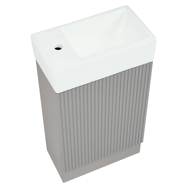 Meuble-lavabo 18,6 po avec lavabo, meuble-lavabo avec tablette à deux niveaux, orienté vers la gauche ou vers la droite, Gris