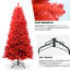 Arbre de Noël rouge de 4 pi, 456 pointes pleine grandeur, structure à charnières pour un démontage rapide, support en toute sécurité, support en métal stable et sans effort, look des Fêtes moderne