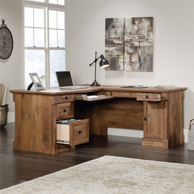 Bureau d'ordinateur en bois rétro L