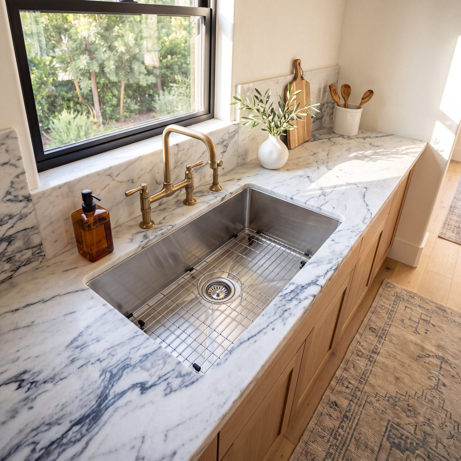 26" Undermount Kitchen Sink with Grid