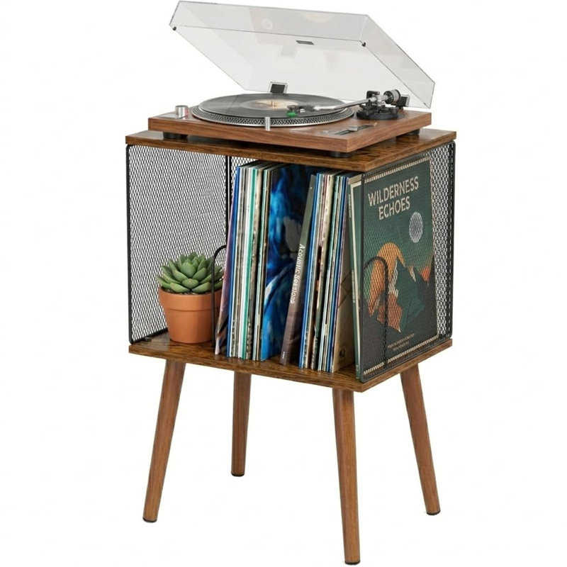 Record Player Stand with Vinyl Storage