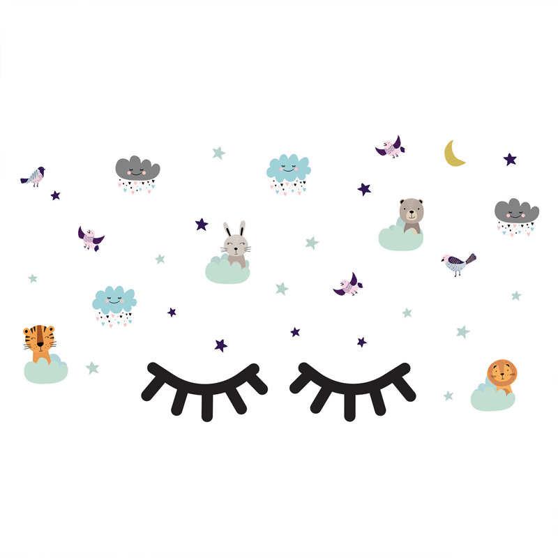 Sleepy Animals with Sleepy Eyes Wall Sticker