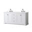 Meuble-lavabo double 72 po Avery en blanc, comptoir en marbre de culture de Carrare, lavabos carrés encastrés (3 trous), garniture or brossé-98213415-98213416-134396103