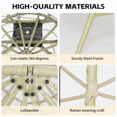 Fauteuil surdimensionné pivotant à 360 ° en rotin pour l'intérieur et l'extérieur avec coussins épais et amovibles