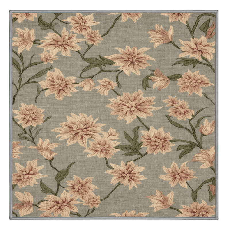 Tapis gris botanique lavable à la machine, Carré 8 pi