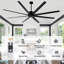 Ventilateur de plafond industriel standard 84 pouces à 8 pales 84 pouces avec télécommande, très grand ventilateur de plafond 6 vitesses sans ensemble d'éclairage pour grandes pièces