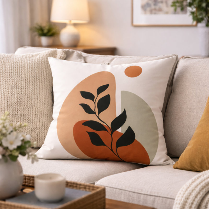 Housse de coussin décorative moderne de style bohémien 17 x 17 pouces Modern Minimalist Square