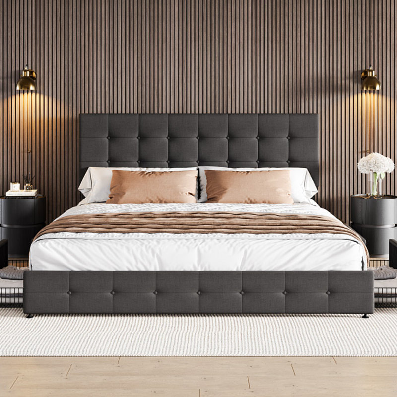 Lit de rangement tapissier Latéral, Très grand, Gris foncé