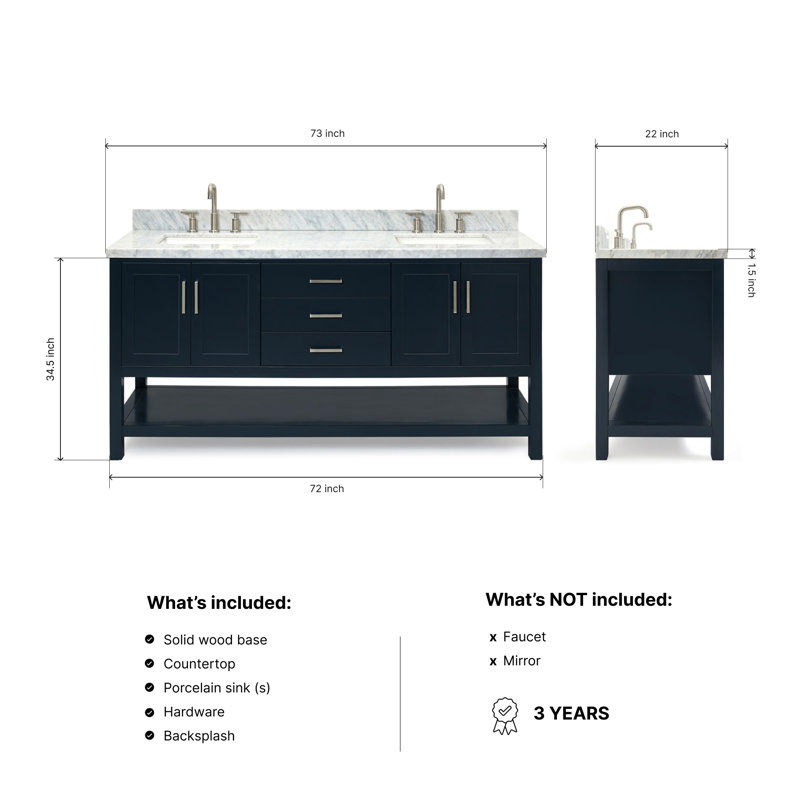 Magnolia Bath Vanity Rectangular Basin S073DCWRV, Rectangular, Midnight Blue