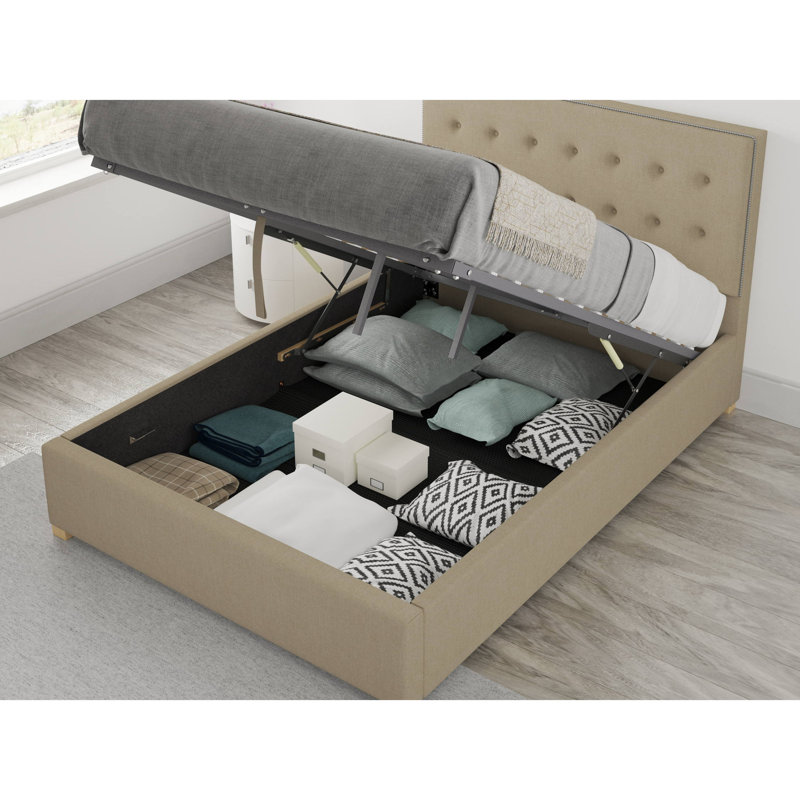 Abarca Upholstered Ottoman Storage Bed, Super King (6'), Natural