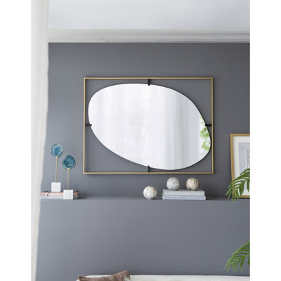 Miroir coquelicot 30x1x40 "en métal doré