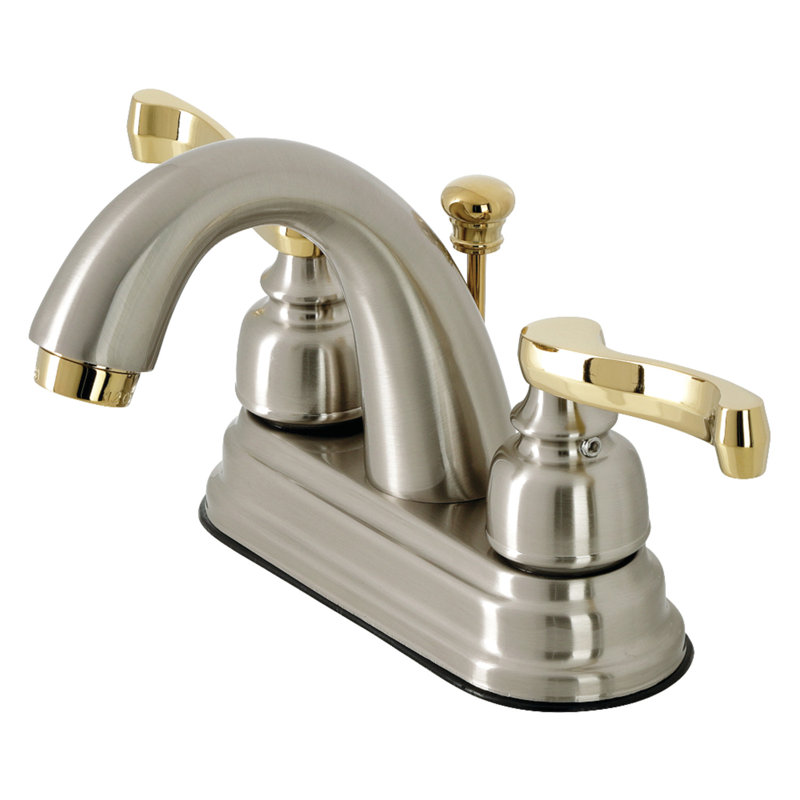 Kingston Brass Vintage Two-Handle 3-Hole Deck Mount 4" Centerset Bathroom Faucet with Plastic Pop-Up