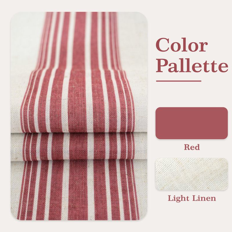 Akhill Striped Tailored Window Valance, Red, 52" W x 14" L
