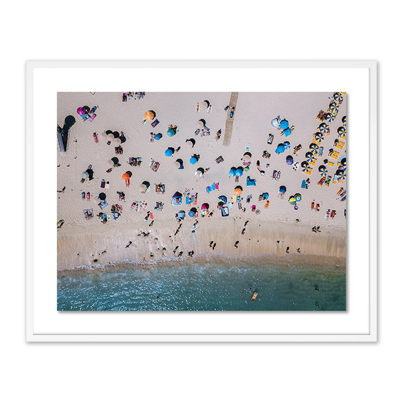 Aerial Beach 1 Print by Michael Schauer, 32" H x 40" W x 2.5" D, White