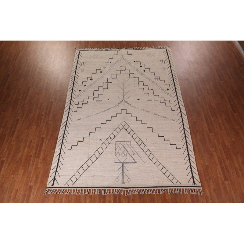 Tapis oriental géométrique ivoire marocain