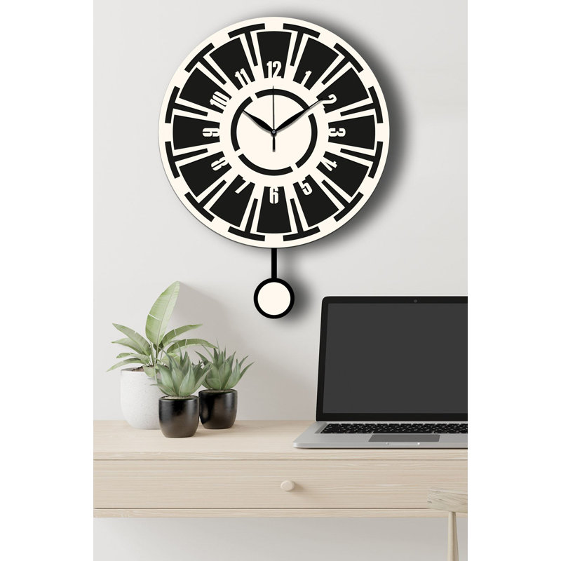 Horloge murale élégante élégante, crème et noire, 15,4 po x 19,7 po | Fabrication 100% bois aggloméré, épaisseur: 0,1 pouce | Décoration élégante pour le salon, la chambre à coucher et le bureau, design moderne avec attrait intemporel