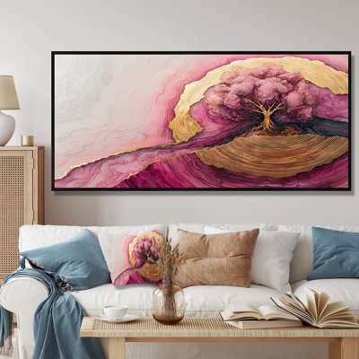 Forêt, paysage de roses, pierres précieuses, rivière II - forêt, art mural