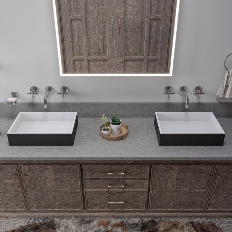 Alfi Brand 13.5'' Black And White Rectangular Bathroom Sink