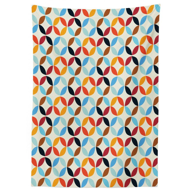 Circle Tablecloth, Blue/Black, 84" L x 60" W