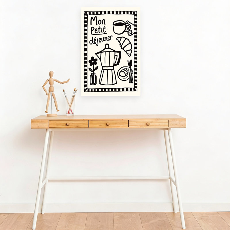 Art mural français matin, H 18 po x l 12 po
