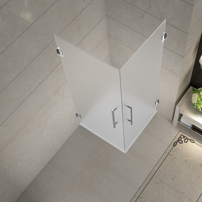Vanora 38" x 72" Rectangle Hinged Shower Enclosure, Brushed Stainless Steel
