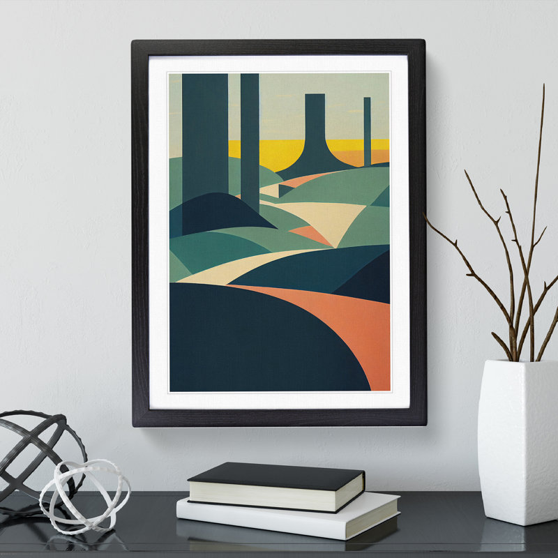 Forest Shapes No.1 - Framed Print, 46cm H x 34cm W x 2cm D, Black