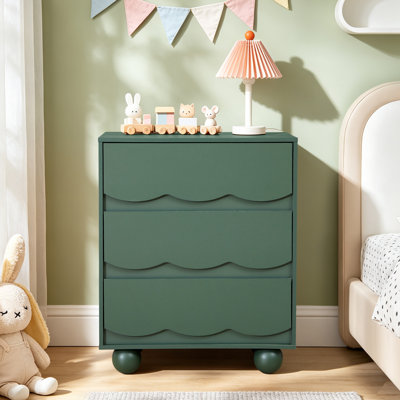 Scalloped Design 3 Drawer End Table