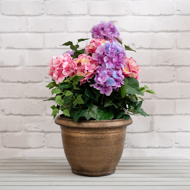 55cm Faux Pink/Purple Hydrangea in Pot