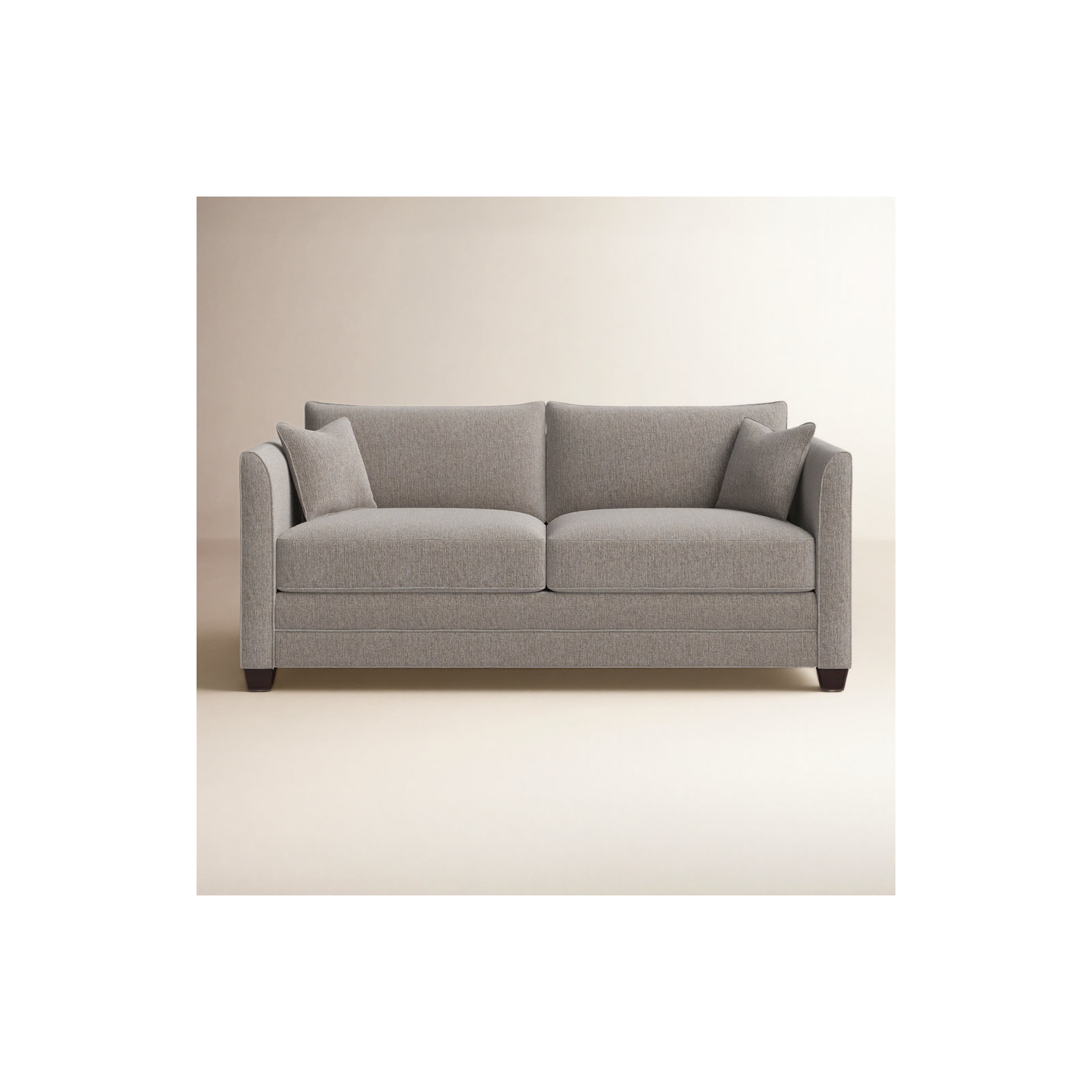 Kodie 76.5'' Upholstered Sofa, Snow Ivory Performance, Dark Walnut