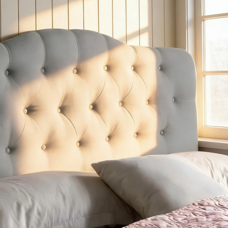 Tête de lit capitonnée et capitonnée, tête de lit en bois massif avec pieds en bois, tête de lit à hauteur ajustable de 37 po à 51 po, tête de lit en tissu au design moderne