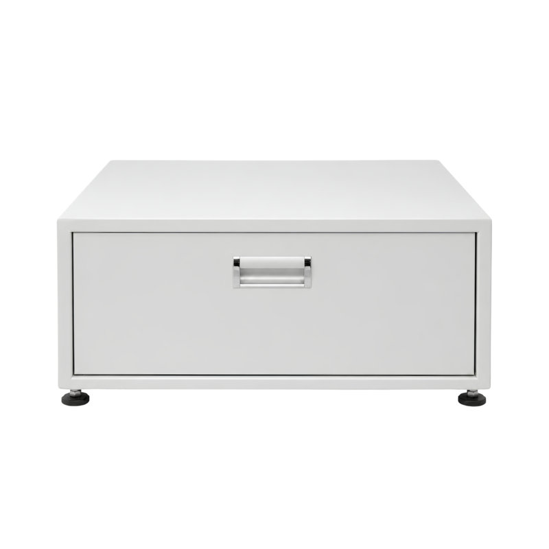 Caisson à lessive universel pour laveuse, sécheuse et combo 24 po avec tiroir de rangement Universal, Blanc