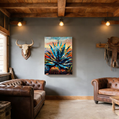 Modern Southwest, art mural à cadre en bois à l'arrière, 30 L x 20 l