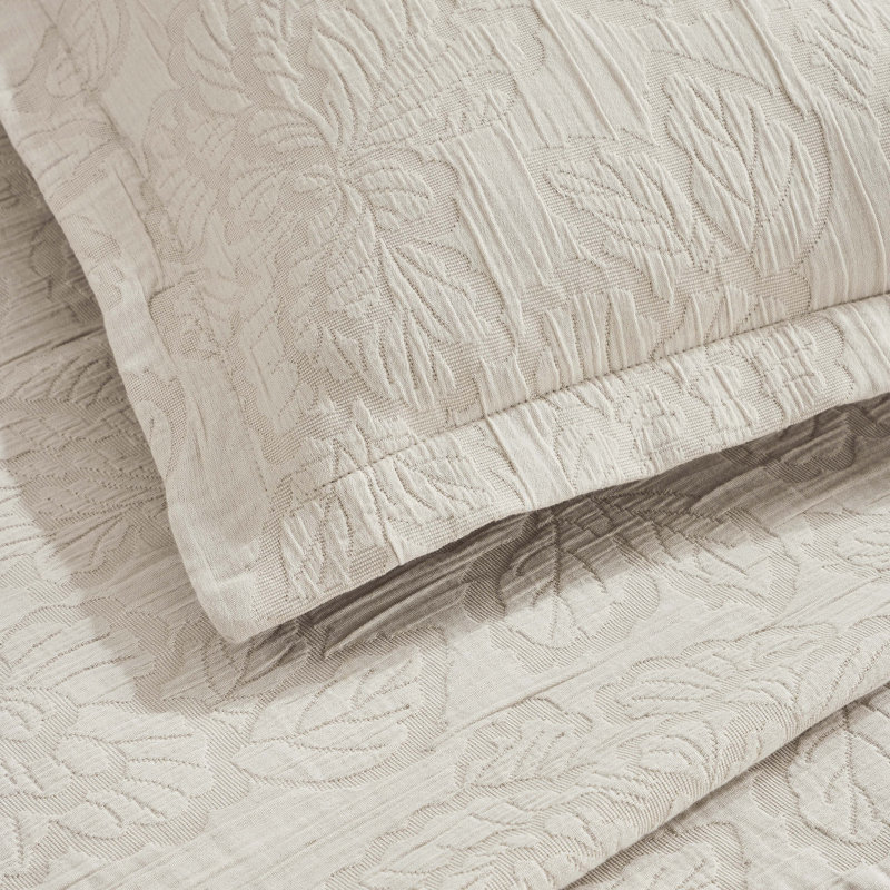 Beige Cotton Matelasse California King Bedspread Set