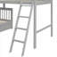 Structure de lit en bois massif gris ardoise, lit superposé simple au-dessus d'un lit double en L avec 3 tiroirs, échelle et escalier
