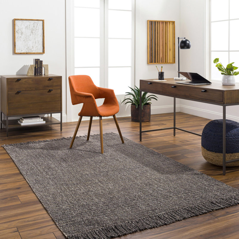 Gaibrial Area Rug in Black, Rectangle 6' x 9'
