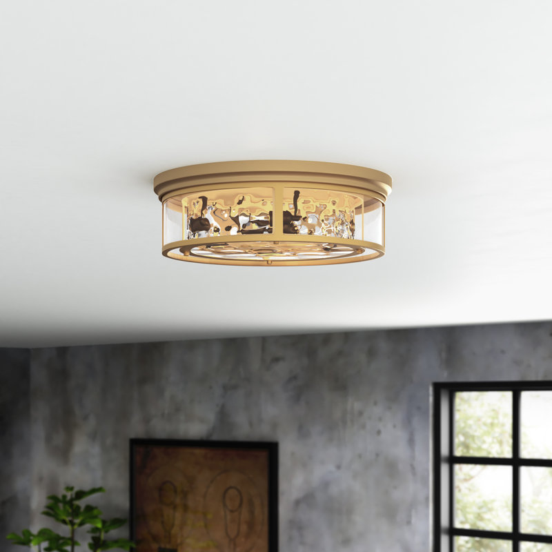 Plafonnier encastré circulaire simple 20,75 po Masuda, Vieux laiton