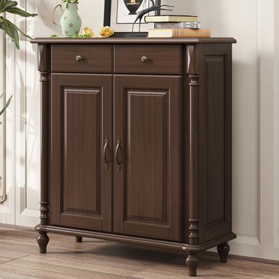 Dark-walnut Solid Wood Shoe Storage Bench