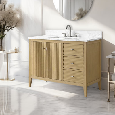 Ensemble de meuble-lavabo autoportant à simple cuve 42 po avec plateau en marbre Lavallon