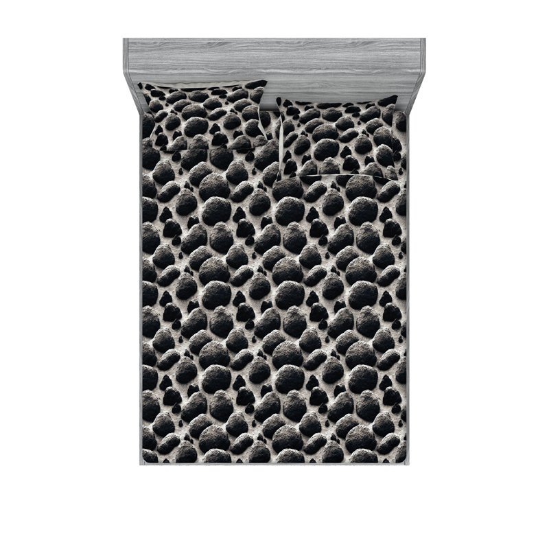 Ensemble de draps et taies décoratives 3 pièces Ambesonne, Ensemble de draps pour lit double avec 2 taies d'o