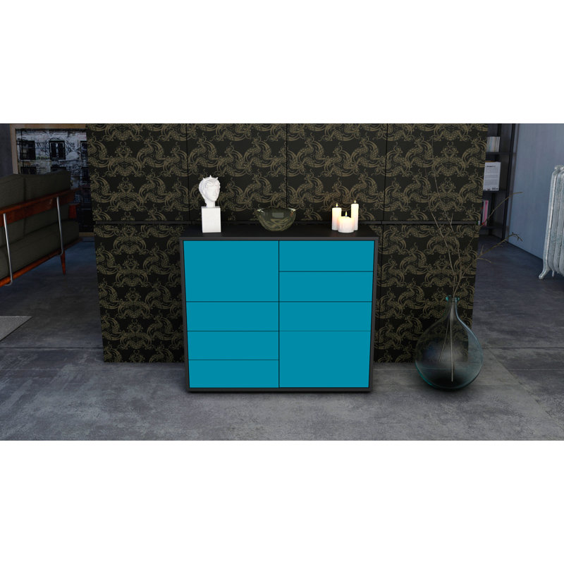 Reaon 92cm Sideboard, Anthracite/Turquoise