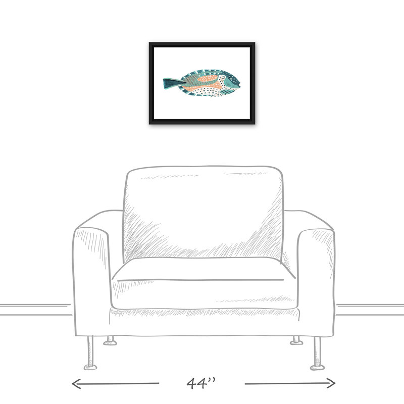 " Patterened Fish ", 13.75" H x 17.75" W x 1.75" D, Black Floater Framed