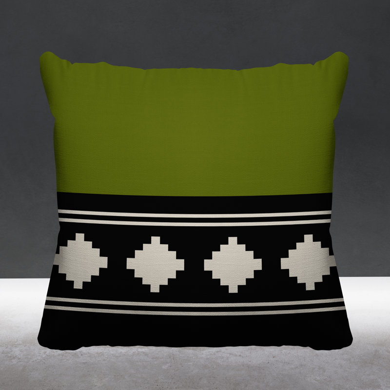 Coussin intérieur / extérieur Ector Southwestern, L 19 po x H 19 po, Chartreuse