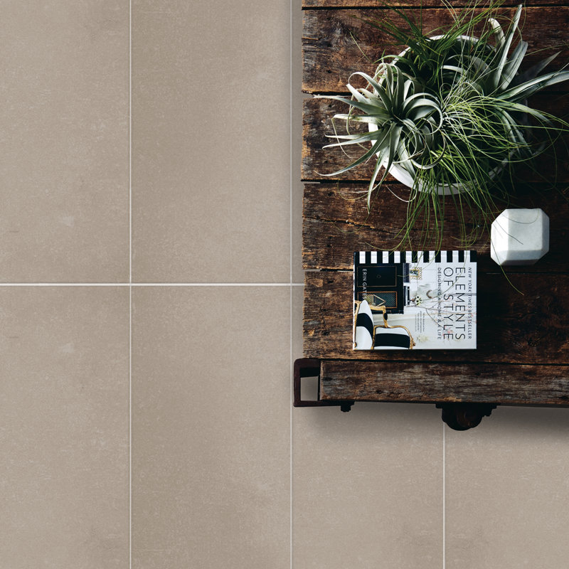 Literary License 12'' W x 24'' L Porcelain Concrete Look Singular Tile, Clay