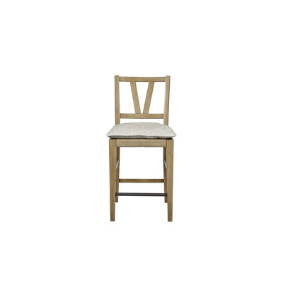 Counter Height Slat Back Chair Of 2 Made With Veneers Cashew Finish Rush Woven Seat And Removable Tie - On Cushion Tan Solid Wood In Comforting