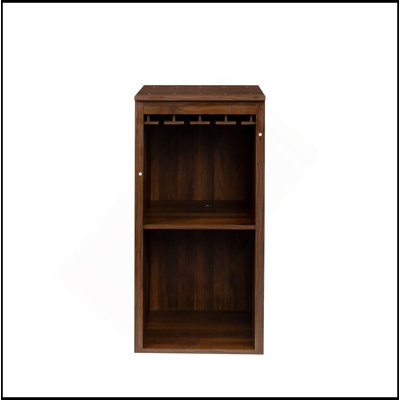 Brown Walnut Color Modular Wine Bar Cabinet With Storage Shelves With Hutch For Dining Room