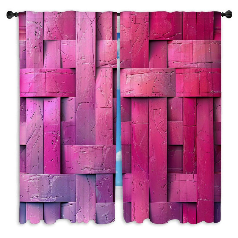Panneaux de rideaux texturés roses et roses - 2 panneaux, L 20 po x L 82 po